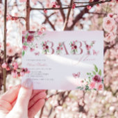 Boho Blush Pink Waterverf Floral Girl Baby shower Kaart