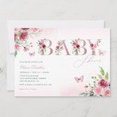 Boho Blush Pink Waterverf Floral Girl Baby shower Kaart (Voorkant)