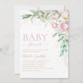 Boho Blush Pink Waterverf Floral Girl Baby shower Kaart (Voorkant)