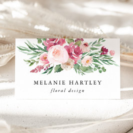 Boho Blush & Pink Waterverf Floral Visitekaartje