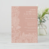 Boho Blush Pink Wildflower Baby shower Kaart (Staand voorkant)