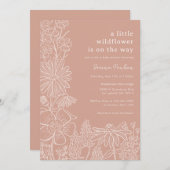 Boho Blush Pink Wildflower Baby shower Kaart (Voorkant / Achterkant)