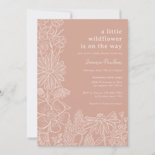 Boho Blush Pink Wildflower Baby shower Kaart