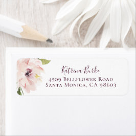 Boho Blush Plum Floral Return Address Etiket