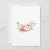 Boho Blush Red Floral Antler Skull Wedding Kaart (Achterkant)