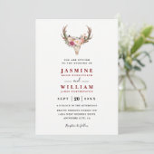 Boho Blush Rode Bloem Hoorn Schedel QR Code Bruilo Kaart (Staand voorkant)