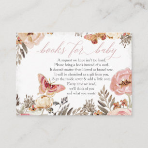 Boho Blush Roos Books for Baby shower Enclosure Visitekaartje