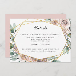 Boho Blush Roos Floral Geometric Wedding Details Informatiekaartje
