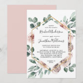 Boho Blush Roos Floral met Geometrisch Lijst Kaart (Voorkant / Achterkant)