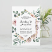 Boho Blush Roos Floral met Geometrisch Lijst Kaart (Staand voorkant)