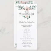 Boho Blush Roos Floral Wedding Programme Programmakaart (Voorkant / Achterkant)