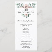 Boho Blush Roos Floral Wedding Programme Programmakaart (Voorkant)