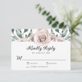 Boho Blush Roos Floral Wedding RSVP (Staand voorkant)