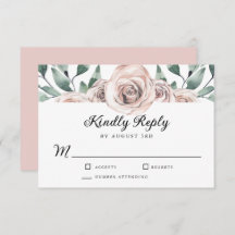 Boho Blush Roos Floral Wedding RSVP