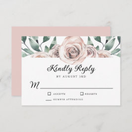 Boho Blush Roos Floral Wedding RSVP