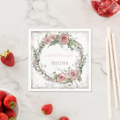 BOHO Blush Roos Floral Wreated Vrijgezellenfeest Servet (Insitu)
