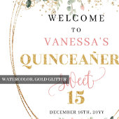 Boho Blush Roses Greenery 15th Welcome Poster
