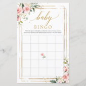Boho blush roze baby shower bingo (Voorkant)