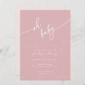 Boho Blush Roze Baby shower Invitation Kaart (Voorkant / Achterkant)