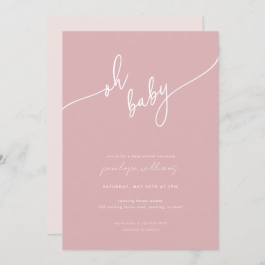 Boho Blush Roze Baby shower Invitation Kaart (Voorkant / Achterkant)
