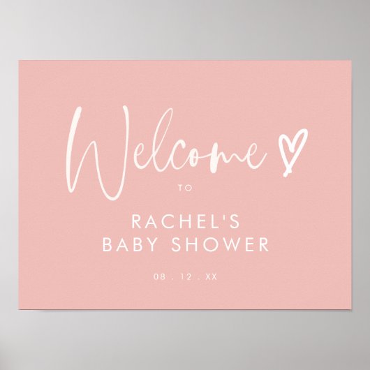 Boho Blush Roze Baby shower Welkom Poster (Voorkant)