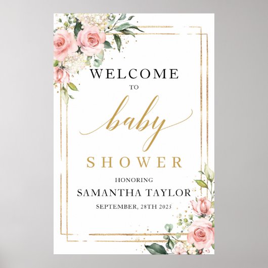 Boho blush roze Baby shower welkom poster (Voorkant)
