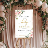 Boho blush roze Baby shower welkom poster