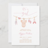 Boho Blush Roze Babykleding Meisje Baby shower Kaart (Voorkant)