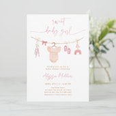 Boho Blush Roze Babykleding Meisje Baby shower Kaart (Staand voorkant)