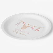 Boho Blush Roze Babykleding Meisje Baby shower Papieren Bordje (Gekanteld)