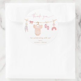 Boho Blush Roze Babykleding Meisje Baby shower Ronde Sticker