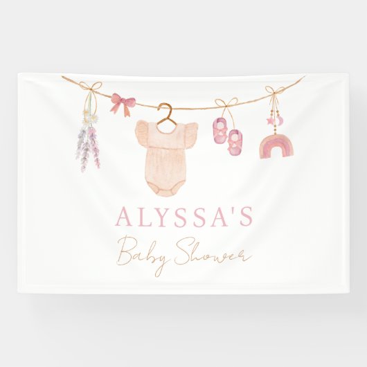 Boho Blush Roze Babykleding Meisje Baby shower Spandoek (Horizontaal)