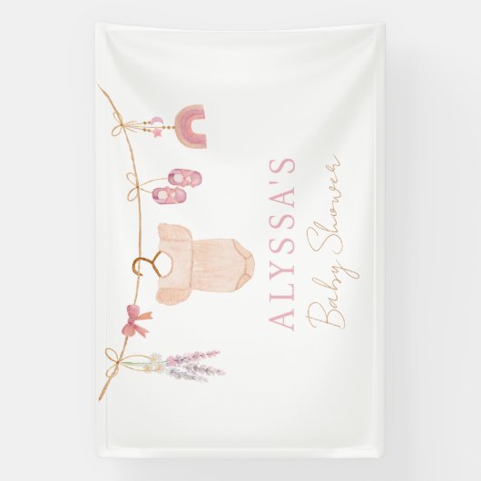 Boho Blush Roze Babykleding Meisje Baby shower Spandoek (Verticaal)