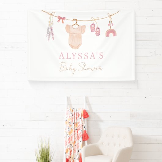 Boho Blush Roze Babykleding Meisje Baby shower Spandoek (Insitu)