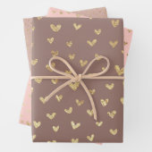 Boho Blush roze beige Gold Hearts Inpakpapier Vel (In situ)