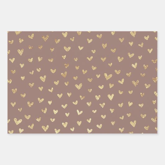 Boho Blush roze beige Gold Hearts Inpakpapier Vel (Voorkant)