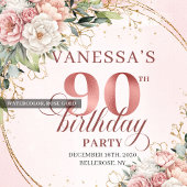 Boho Blush Roze Bloem 90ste Verjaardagsfeest Servet