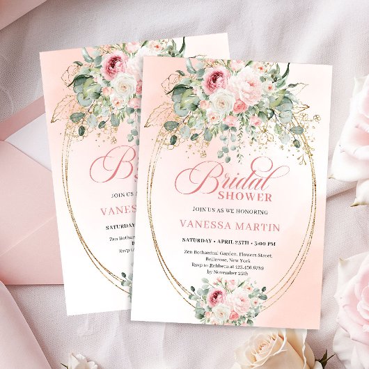 Boho Blush Roze Bloem Bruiloft Uitnodiging