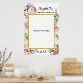Boho Blush Roze Bloem Foto Booth Frame Prop Poster (Keuken)