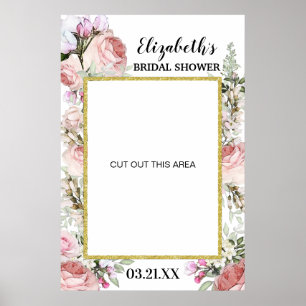 Boho Blush Roze Bloem Foto Booth Frame Prop Poster