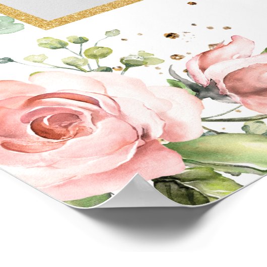 Boho blush roze bloem goud bwedding foto prop poster (Hoek)