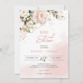 Boho blush roze bloem goud rijzende en schijnende kaart (Voorkant)