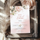 Boho blush roze bloem goud rijzende en schijnende kaart