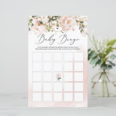 Boho blush roze bloem gouden bladeren bingo spel (Staand voorkant)