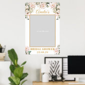 Boho blush roze bloem gouden bruidsfoto prop poster (Thuiskantoor)