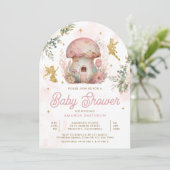 Boho Blush Roze Bloem Gouden Fee Boog Baby Shower Kaart (Staand voorkant)