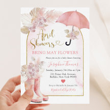 Boho Blush Roze Bloemen April Showers Baby shower