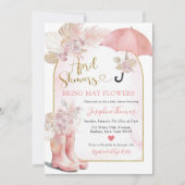Boho Blush Roze Bloemen April Showers Baby shower Kaart (Voorkant)