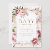 Boho Blush Roze Bloemen Baby in Bloom Baby shower Kaart (Voorkant)