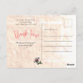 Boho Blush Roze Bloemen Bruiloft Dank u Briefkaart (Achterkant)